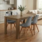 Σετ τραπεζαρία 5τμχ Darlen - Viva Megapap χρώμα καρυδί - γκρι 125x72x74εκ.