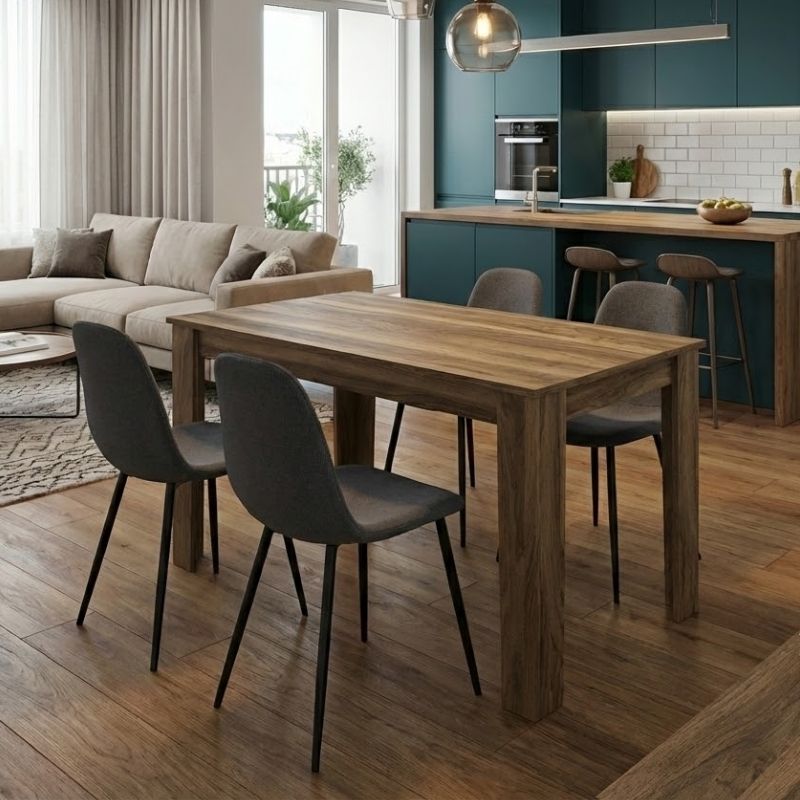 Σετ τραπεζαρία 5τμχ Darlen - Iris Megapap χρώμα καρυδί - γκρι 125x72x74εκ. Σετ τραπεζαρία 5τμχ Darlen - Iris Megapap χρώμα καρυδί - γκρι 125x72x74εκ.