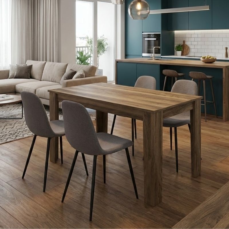 Σετ τραπεζαρία 5τμχ Darlen - Iris Megapap χρώμα καρυδί - ανοιχτό μπεζ 125x72x74εκ. Σετ τραπεζαρία 5τμχ Darlen - Iris Megapap χρώμα καρυδί - ανοιχτό μπεζ 125x72x74εκ.