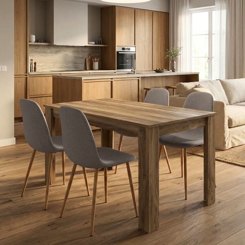 Σετ τραπεζαρία 5τμχ Darlen - Iris Megapap χρώμα καρυδί - ανοιχτό μπεζ/φυσικό πόδι 125x72x74εκ. Σετ τραπεζαρία 5τμχ Darlen - Iris Megapap χρώμα καρυδί - ανοιχτό μπεζ/φυσικό πόδι 125x72x74εκ.