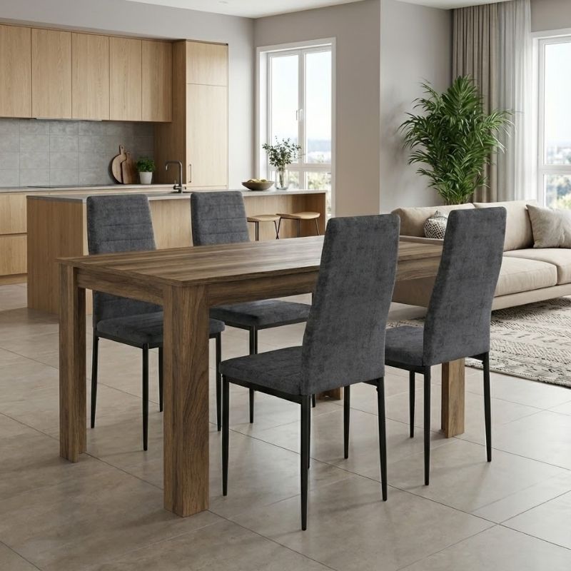 Σετ τραπεζαρία 5τμχ Darlen - Rosa Megapap χρώμα καρυδί - γκρι 125x72x74εκ. Σετ τραπεζαρία 5τμχ Darlen - Rosa Megapap χρώμα καρυδί - γκρι 125x72x74εκ.