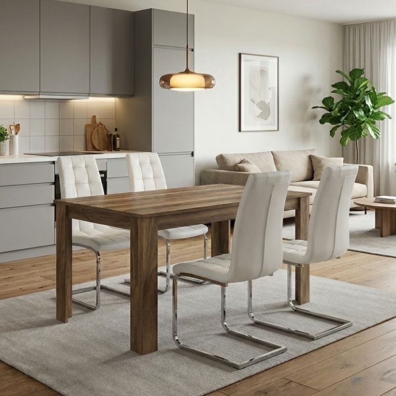 Σετ τραπεζαρία 5τμχ Darlen - Vela Megapap χρώμα καρυδί - λευκό 125x72x74εκ. Σετ τραπεζαρία 5τμχ Darlen - Vela Megapap χρώμα καρυδί - λευκό 125x72x74εκ.