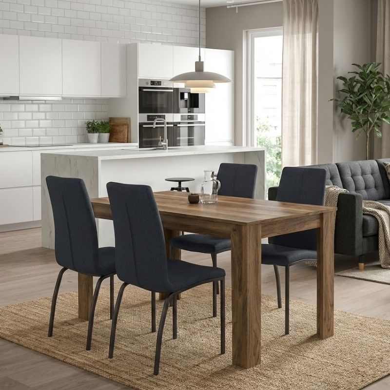 Σετ τραπεζαρία 5τμχ Darlen - Fina Megapap χρώμα καρυδί - ανθρακί 125x72x74εκ. Σετ τραπεζαρία 5τμχ Darlen - Fina Megapap χρώμα καρυδί - ανθρακί 125x72x74εκ.