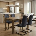 Σετ τραπεζαρία 5τμχ Darlen - Laura Megapap χρώμα καρυδί - ανθρακί 125x72x74εκ.