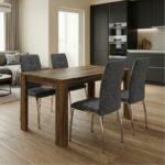 Σετ τραπεζαρία 5τμχ Darlen - Alma Megapap χρώμα καρυδί - γκρι 125x72x74εκ.