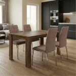 Σετ τραπεζαρία 5τμχ Darlen - Alma Megapap χρώμα καρυδί - μπεζ 125x72x74εκ.