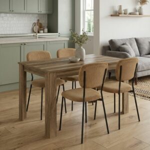 Σετ τραπεζαρία 5τμχ Darlen - Kevin Megapap χρώμα καρυδί - μουσταρδί 125x72x74εκ.