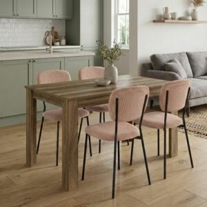 Σετ τραπεζαρία 5τμχ Darlen - Kevin Megapap χρώμα καρυδί - μόκα 125x72x74εκ.