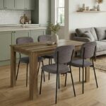 Σετ τραπεζαρία 5τμχ Darlen - Kevin Megapap χρώμα καρυδί - γκρι 125x72x74εκ.