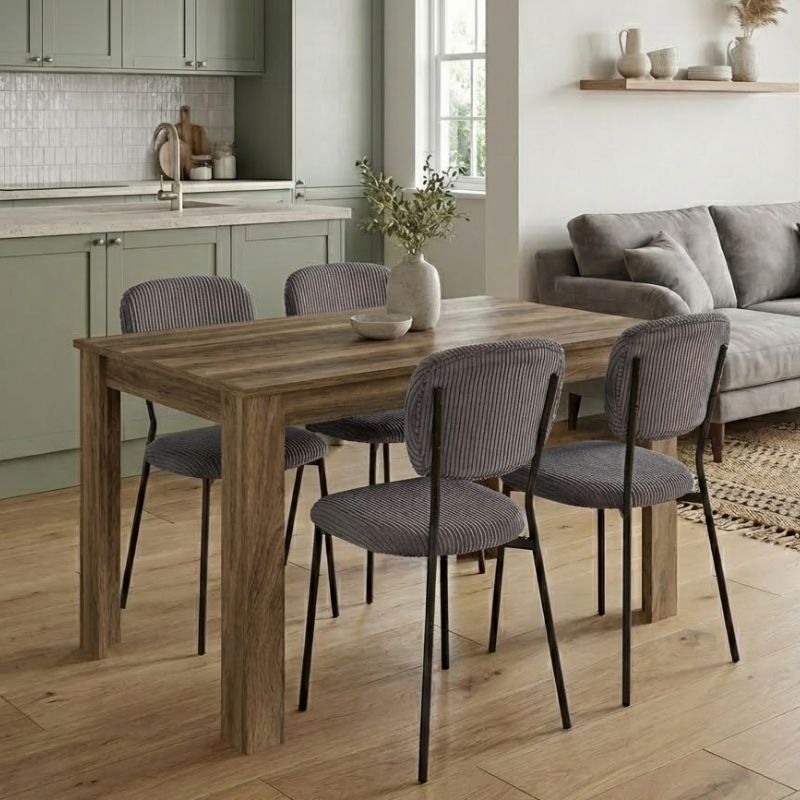 Σετ τραπεζαρία 5τμχ Darlen - Kevin Megapap χρώμα καρυδί - γκρι 125x72x74εκ. Σετ τραπεζαρία 5τμχ Darlen - Kevin Megapap χρώμα καρυδί - γκρι 125x72x74εκ.