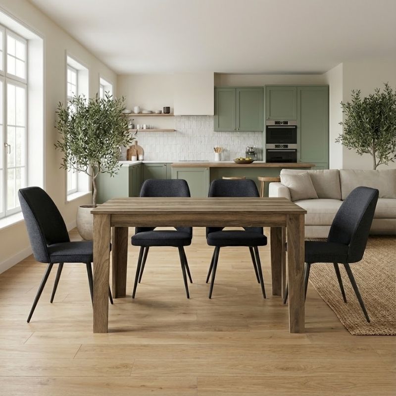 Σετ τραπεζαρία 5τμχ Darlen - Christy Megapap χρώμα καρυδί - ανθρακί 125x72x74εκ. Σετ τραπεζαρία 5τμχ Darlen - Christy Megapap χρώμα καρυδί - ανθρακί 125x72x74εκ.