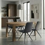 Σετ τραπεζαρία 5τμχ Darlen - Bianca Megapap χρώμα καρυδί - γκρι 125x72x74εκ.