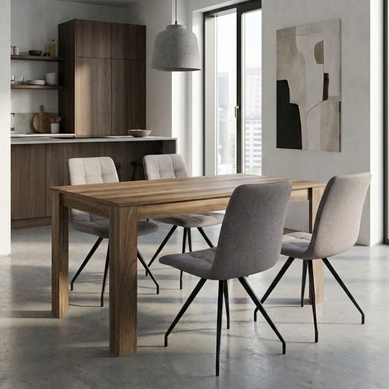 Σετ τραπεζαρία 5τμχ Darlen - Bianca Megapap χρώμα καρυδί - ανοιχτό μπεζ 125x72x74εκ. Σετ τραπεζαρία 5τμχ Darlen - Bianca Megapap χρώμα καρυδί - ανοιχτό μπεζ 125x72x74εκ.