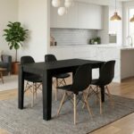 Σετ τραπεζαρία 5τμχ Darlen - Nova Megapap χρώμα sencron black - μαύρο 125x72x74εκ.