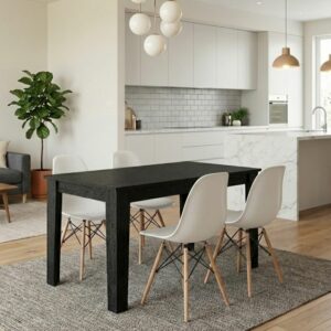 Σετ τραπεζαρία 5τμχ Darlen - Nova Megapap χρώμα sencron black - λευκό 125x72x74εκ.