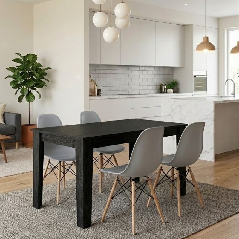 Σετ τραπεζαρία 5τμχ Darlen - Nova Megapap χρώμα sencron black - γκρι 125x72x74εκ. Σετ τραπεζαρία 5τμχ Darlen - Nova Megapap χρώμα sencron black - γκρι 125x72x74εκ.