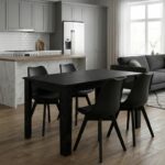 Σετ τραπεζαρία 5τμχ Darlen - Viva Megapap χρώμα sencron black - μαύρο 125x72x74εκ.