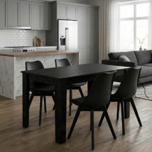 Σετ τραπεζαρία 5τμχ Darlen - Viva Megapap χρώμα sencron black - μαύρο 125x72x74εκ.