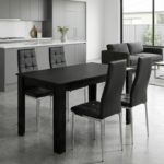 Σετ τραπεζαρία 5τμχ Darlen - Rosa Megapap χρώμα sencron black - μαύρο/χρωμίου πόδι 125x72x74εκ.