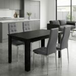 Σετ τραπεζαρία 5τμχ Darlen - Rosa Megapap χρώμα sencron black - γκρι/χρωμίου πόδι 125x72x74εκ.