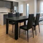 Σετ τραπεζαρία 5τμχ Darlen - Rosa Megapap χρώμα sencron black - μαύρο 125x72x74εκ.