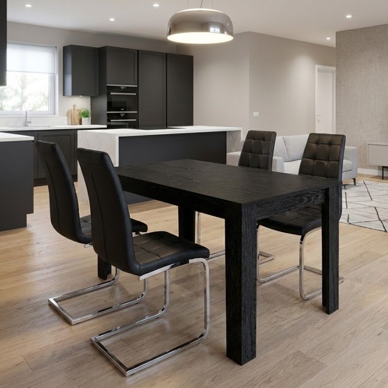 Σετ τραπεζαρία 5τμχ Darlen - Vela Megapap χρώμα sencron black - μαύρο 125x72x74εκ. Σετ τραπεζαρία 5τμχ Darlen - Vela Megapap χρώμα sencron black - μαύρο 125x72x74εκ.