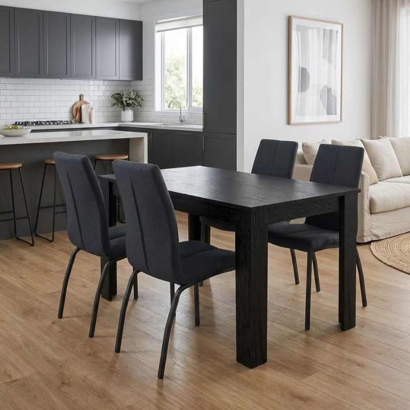 Σετ τραπεζαρία 5τμχ Darlen - Fina Megapap χρώμα sencron black - ανθρακί 125x72x74εκ. Σετ τραπεζαρία 5τμχ Darlen - Fina Megapap χρώμα sencron black - ανθρακί 125x72x74εκ.