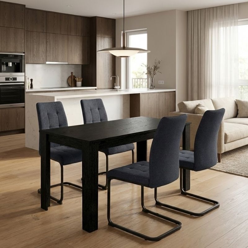 Σετ τραπεζαρία 5τμχ Darlen - Laura Megapap χρώμα sencron black - ανθρακί 125x72x74εκ. Σετ τραπεζαρία 5τμχ Darlen - Laura Megapap χρώμα sencron black - ανθρακί 125x72x74εκ.