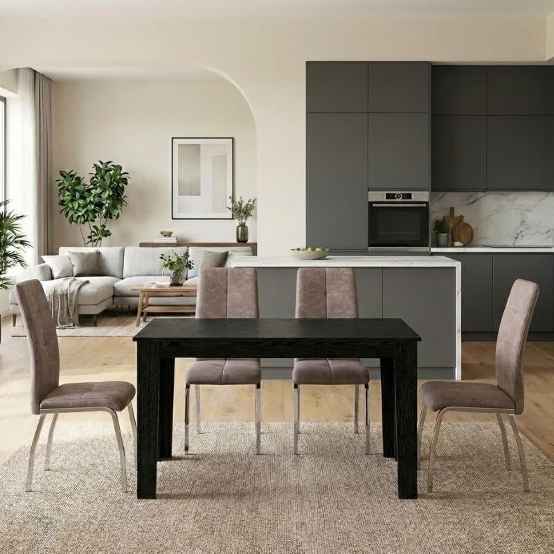 Σετ τραπεζαρία 5τμχ Darlen - Alma Megapap χρώμα sencron black - μπεζ 125x72x74εκ. Σετ τραπεζαρία 5τμχ Darlen - Alma Megapap χρώμα sencron black - μπεζ 125x72x74εκ.