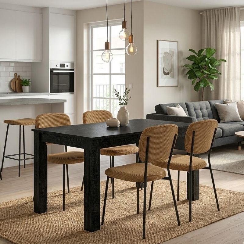 Σετ τραπεζαρία 5τμχ Darlen - Kevin Megapap χρώμα sencron black - μουσταρδί 125x72x74εκ. Σετ τραπεζαρία 5τμχ Darlen - Kevin Megapap χρώμα sencron black - μουσταρδί 125x72x74εκ.