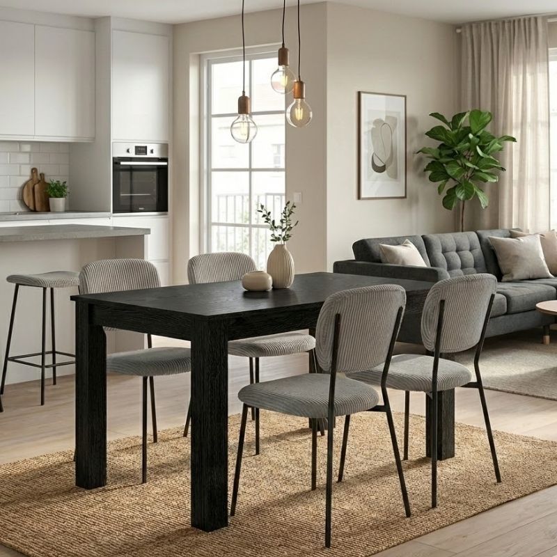 Σετ τραπεζαρία 5τμχ Darlen - Kevin Megapap χρώμα sencron black - λαδί 125x72x74εκ. Σετ τραπεζαρία 5τμχ Darlen - Kevin Megapap χρώμα sencron black - λαδί 125x72x74εκ.