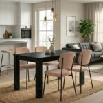 Σετ τραπεζαρία 5τμχ Darlen - Kevin Megapap χρώμα sencron black - μόκα 125x72x74εκ.