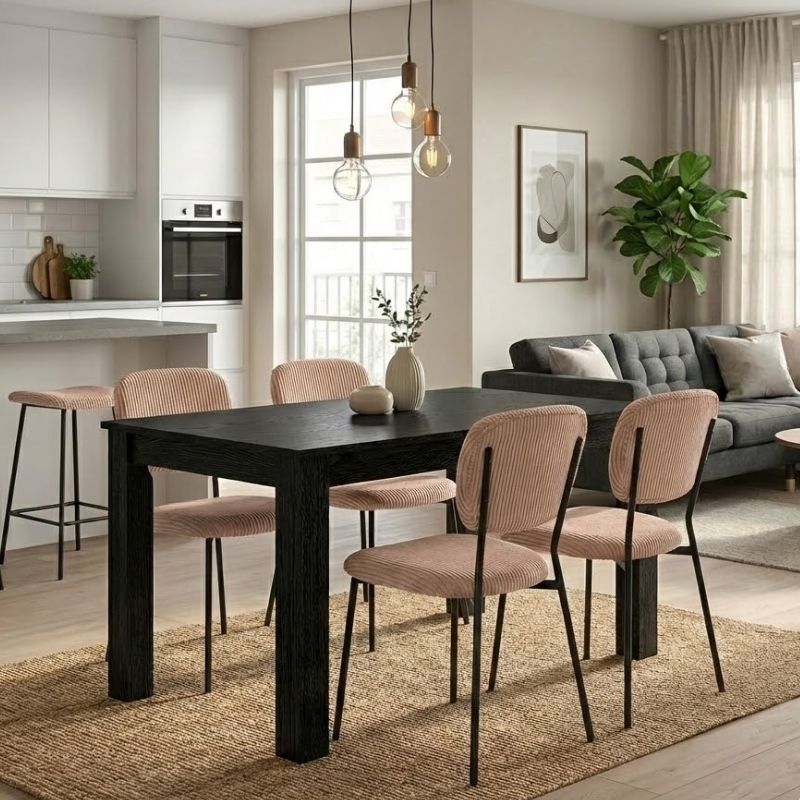 Σετ τραπεζαρία 5τμχ Darlen - Kevin Megapap χρώμα sencron black - μόκα 125x72x74εκ. Σετ τραπεζαρία 5τμχ Darlen - Kevin Megapap χρώμα sencron black - μόκα 125x72x74εκ.