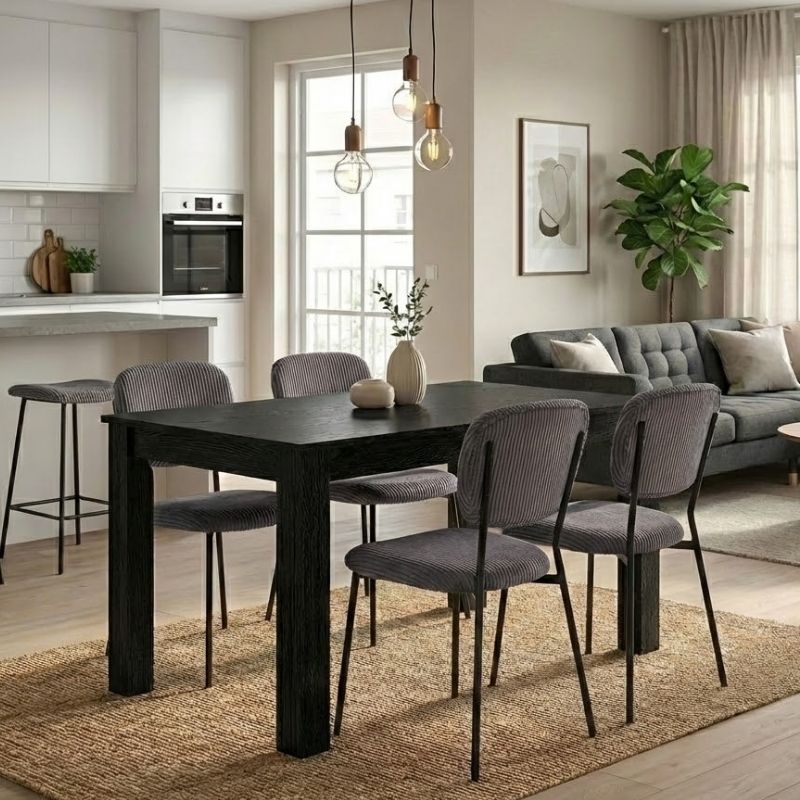 Σετ τραπεζαρία 5τμχ Darlen - Kevin Megapap χρώμα sencron black - γκρι 125x72x74εκ. Σετ τραπεζαρία 5τμχ Darlen - Kevin Megapap χρώμα sencron black - γκρι 125x72x74εκ.