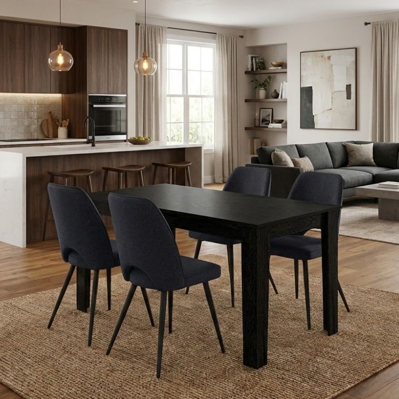 Σετ τραπεζαρία 5τμχ Darlen - Christy Megapap χρώμα sencron black - ανθρακί 125x72x74εκ. Σετ τραπεζαρία 5τμχ Darlen - Christy Megapap χρώμα sencron black - ανθρακί 125x72x74εκ.