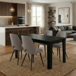 Σετ τραπεζαρία 5τμχ Darlen - Christy Megapap χρώμα sencron black - ανοιχτό μπεζ 125x72x74εκ.