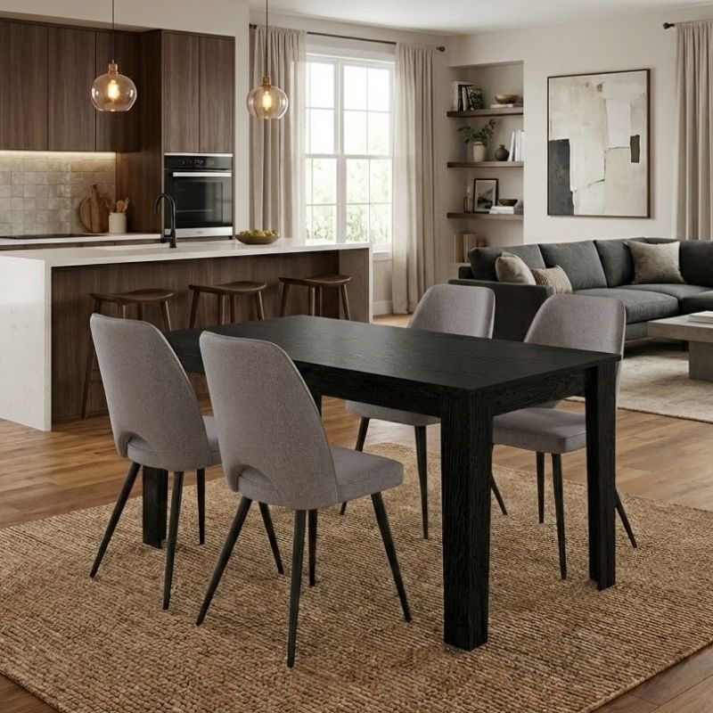 Σετ τραπεζαρία 5τμχ Darlen - Christy Megapap χρώμα sencron black - ανοιχτό μπεζ 125x72x74εκ. Σετ τραπεζαρία 5τμχ Darlen - Christy Megapap χρώμα sencron black - ανοιχτό μπεζ 125x72x74εκ.