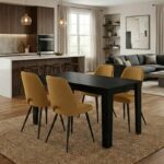 Σετ τραπεζαρία 5τμχ Darlen - Christy Megapap χρώμα sencron black - μουσταρδί 125x72x74εκ.