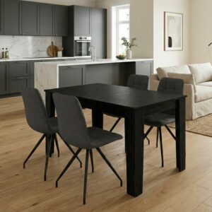 Σετ τραπεζαρία 5τμχ Darlen - Bianca Megapap χρώμα sencron black - γκρι 125x72x74εκ.