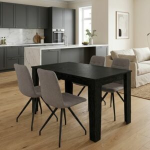 Σετ τραπεζαρία 5τμχ Darlen - Bianca Megapap χρώμα sencron black - ανοιχτό μπεζ 125x72x74εκ.