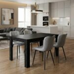 Σετ τραπεζαρία 5τμχ Darlen - Chiara Megapap χρώμα sencron black - γκρι 125x72x74εκ.