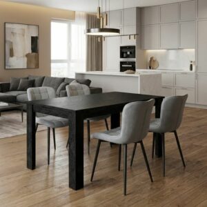 Σετ τραπεζαρία 5τμχ Darlen - Chiara Megapap χρώμα sencron black - γκρι 125x72x74εκ.