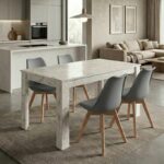 Σετ τραπεζαρία 5τμχ Darlen - Viva Megapap χρώμα λευκό εφέ μαρμάρου - γκρι 125x72x74εκ.