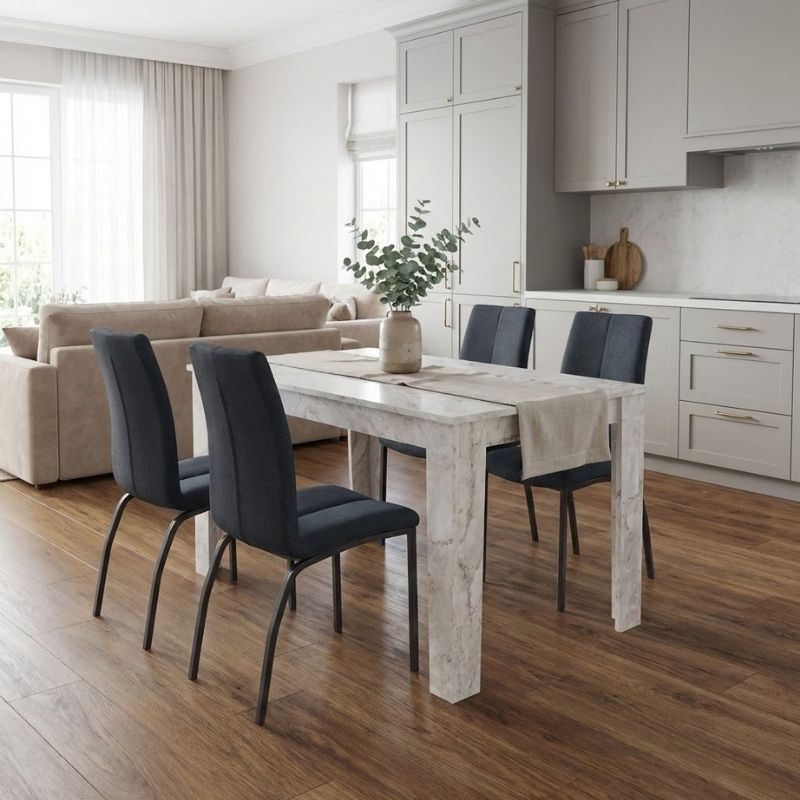 Σετ τραπεζαρία 5τμχ Darlen - Fina Megapap χρώμα λευκό εφέ μαρμάρου - ανθρακί 125x72x74εκ. Σετ τραπεζαρία 5τμχ Darlen - Fina Megapap χρώμα λευκό εφέ μαρμάρου - ανθρακί 125x72x74εκ.