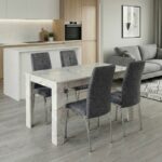 Σετ τραπεζαρία 5τμχ Darlen - Alma Megapap χρώμα λευκό εφέ μαρμάρου - γκρι 125x72x74εκ.