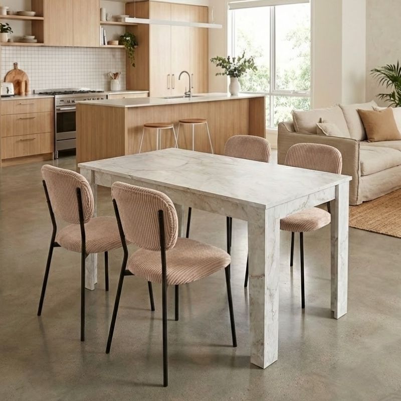 Σετ τραπεζαρία 5τμχ Darlen - Kevin Megapap χρώμα λευκό εφέ μαρμάρου - μόκα 125x72x74εκ. Σετ τραπεζαρία 5τμχ Darlen - Kevin Megapap χρώμα λευκό εφέ μαρμάρου - μόκα 125x72x74εκ.