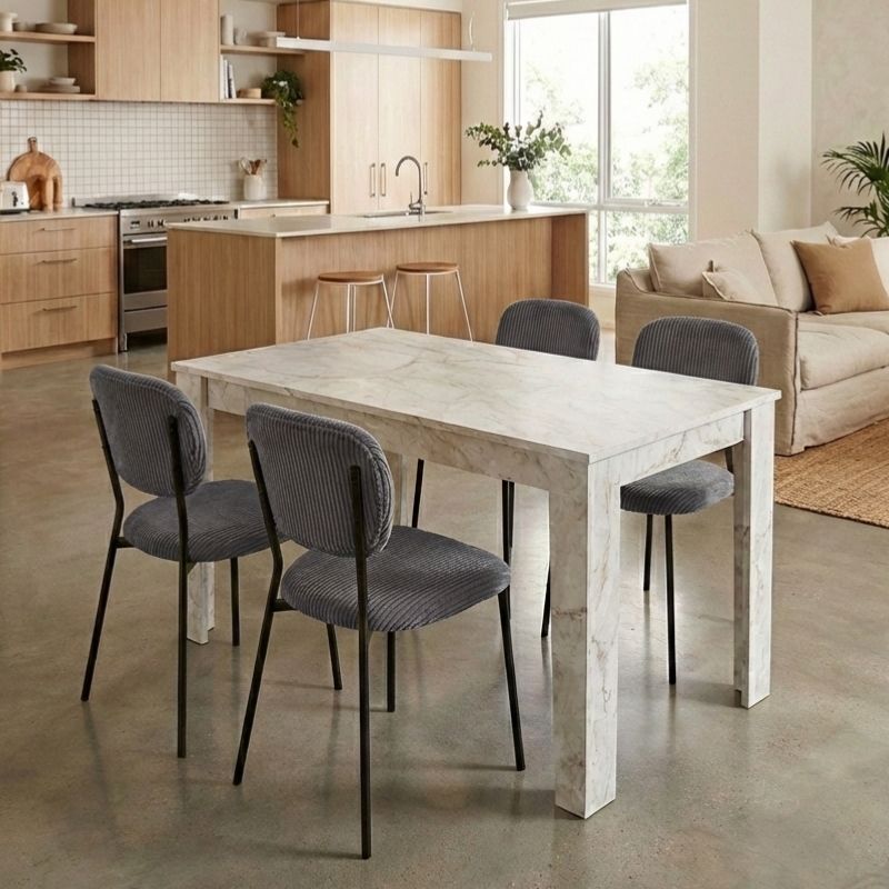 Σετ τραπεζαρία 5τμχ Darlen - Kevin Megapap χρώμα λευκό εφέ μαρμάρου - γκρι 125x72x74εκ. Σετ τραπεζαρία 5τμχ Darlen - Kevin Megapap χρώμα λευκό εφέ μαρμάρου - γκρι 125x72x74εκ.