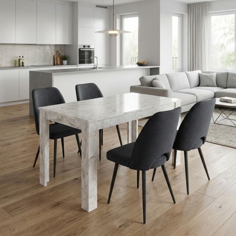 Σετ τραπεζαρία 5τμχ Darlen - Christy Megapap χρώμα λευκό εφέ μαρμάρου - ανθρακί 125x72x74εκ. Σετ τραπεζαρία 5τμχ Darlen - Christy Megapap χρώμα λευκό εφέ μαρμάρου - ανθρακί 125x72x74εκ.