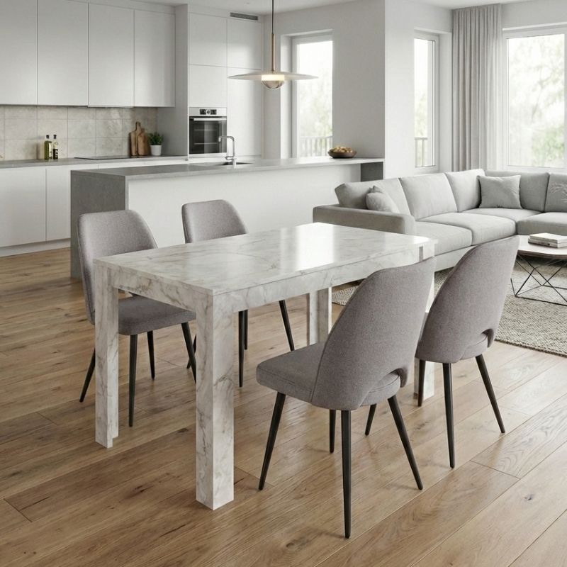 Σετ τραπεζαρία 5τμχ Darlen - Christy Megapap χρώμα λευκό εφέ μαρμάρου - ανοιχτό μπεζ 125x72x74εκ. Σετ τραπεζαρία 5τμχ Darlen - Christy Megapap χρώμα λευκό εφέ μαρμάρου - ανοιχτό μπεζ 125x72x74εκ.