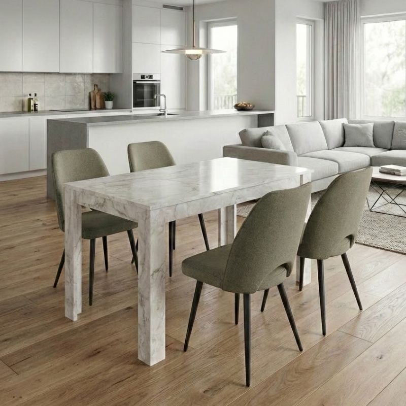 Σετ τραπεζαρία 5τμχ Darlen - Christy Megapap χρώμα λευκό εφέ μαρμάρου - λαδί 125x72x74εκ. Σετ τραπεζαρία 5τμχ Darlen - Christy Megapap χρώμα λευκό εφέ μαρμάρου - λαδί 125x72x74εκ.